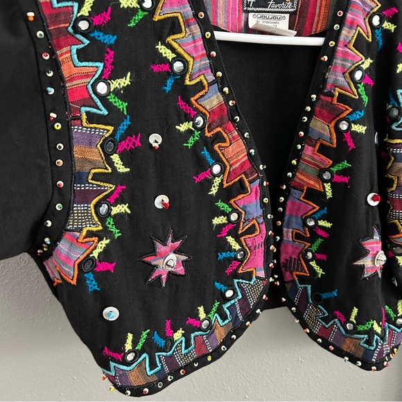 JouJou Embellished Embroidered Beaded Bolero Cropped Open Front Jacket Women’s M - Picture 3 of 10
